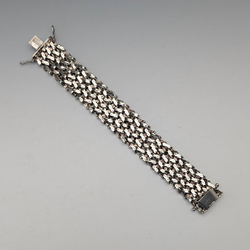1975 British Vintage Sterling Silver Gate Style Bracelet, 57g, PM