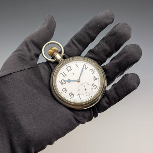 1906年頃 アンティーク オメガ 懐中時計 直径58mm 鉄道時計 合金ケース 動作良好