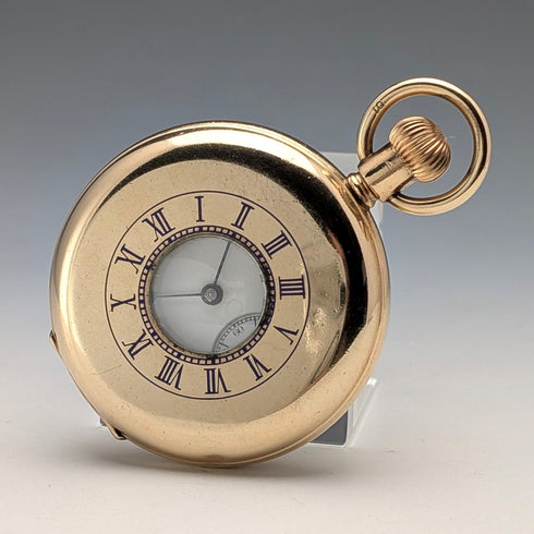 1917年頃 米国アンティーク ウォルサム 懐中時計 金張りハーフハンター 整備済