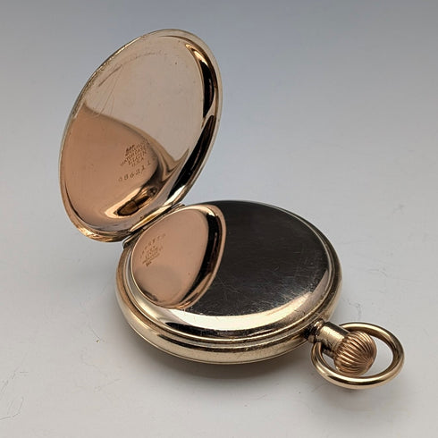 1917年頃 米国アンティーク ウォルサム 懐中時計 金張りハーフハンター 整備済