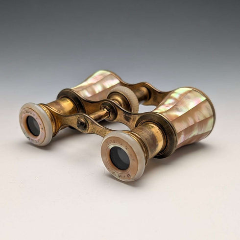French Antique Mother-of-Pearl Opera Glasses/Binoculars with Case, Colmont FT