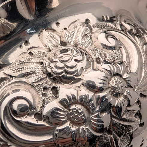 1890年 英国アンティーク 純銀製 脚付きボウル 直径13cm Charles Edwards