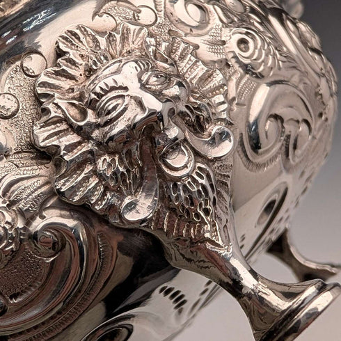 1890 British antique sterling silver pedestal bowl, 13cm diameter, by Charles Edwards
