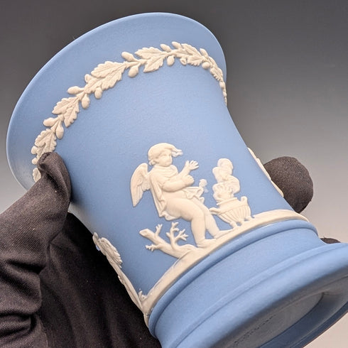 英国ヴィンテージ ウェッジウッド ジャスパーウェア製 カップ型花瓶ペア