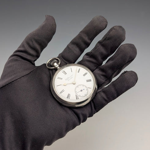 1899年 英国アンティーク J.W.Benson BANK 懐中時計 純銀オープンフェース 動作良好