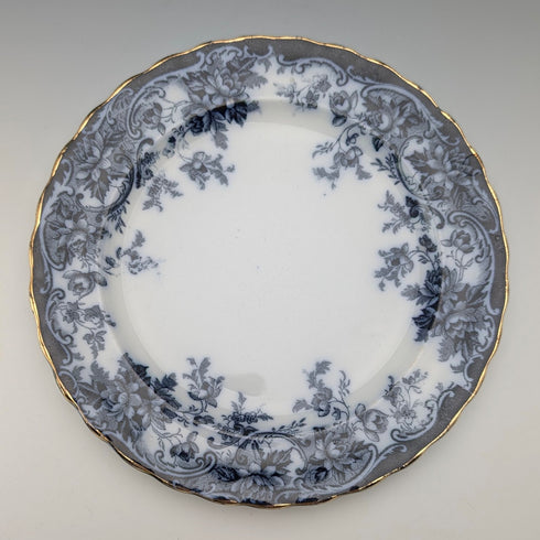 Pair of antique British Burlington pattern semi-porcelain side plates by Wedgwood & Co.