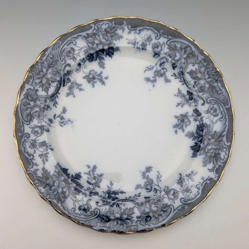 Pair of antique British Burlington pattern semi-porcelain side plates by Wedgwood & Co.