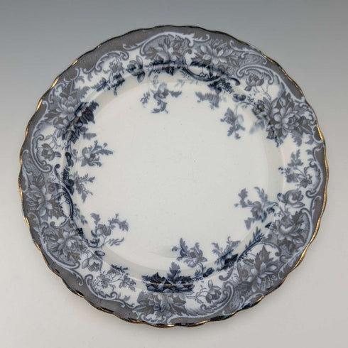 Pair of antique British Burlington pattern semi-porcelain side plates by Wedgwood & Co.