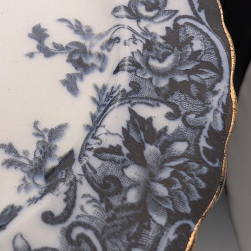 Pair of antique British Burlington pattern semi-porcelain side plates by Wedgwood & Co.