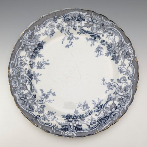 一對英國古董伯靈頓圖案半瓷餐盤,由韋奇伍德公司製造。