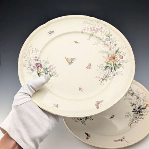 French Antique Japonism Design Hard Ceramic Side Plate Pair ①