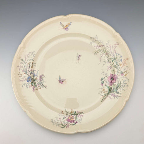 French Antique Japonism Design Hard Ceramic Dinner Plate Pair ①