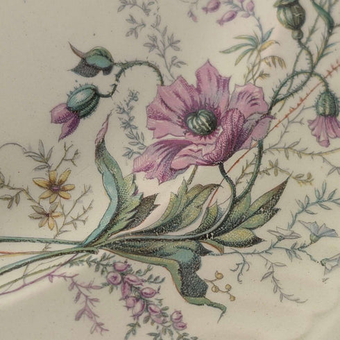 French Antique Japonism Design Hard Ceramic Dinner Plate Pair ①