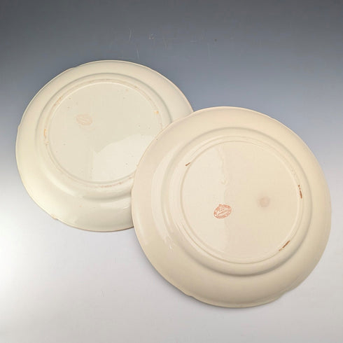 French Antique Japonism Design Hard Ceramic Dinner Plate Pair ①