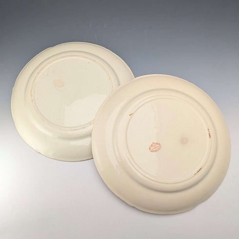 French Antique Japonism Design Hard Ceramic Dinner Plate Pair ①