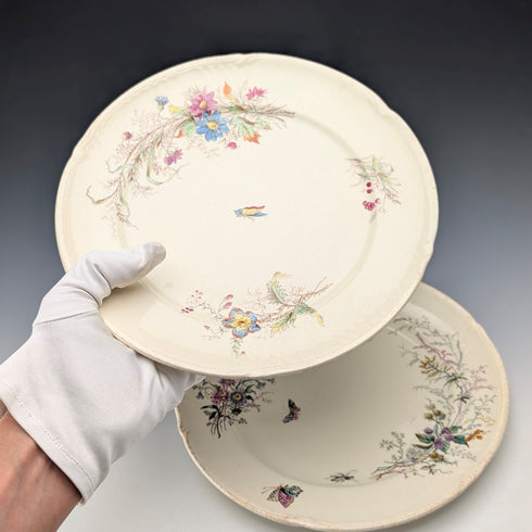 French Antique Japonism Design Hard Ceramic Side Plate Pair ②