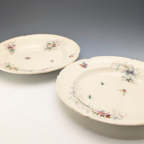 フレンチアンティーク ジャポニズムデザイン 硬質陶器製 スーププレートペア②