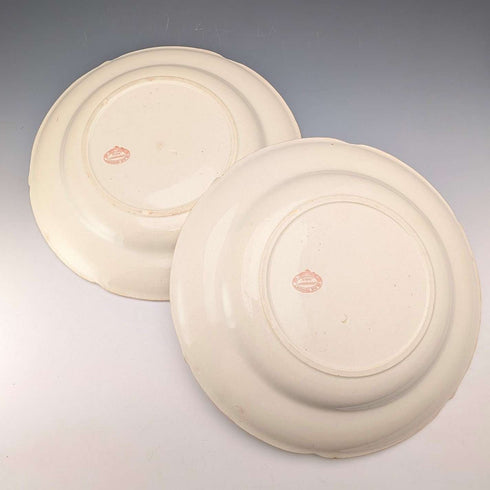 French Antique Japonism Design Hard Ceramic Soup Plate Pair ②