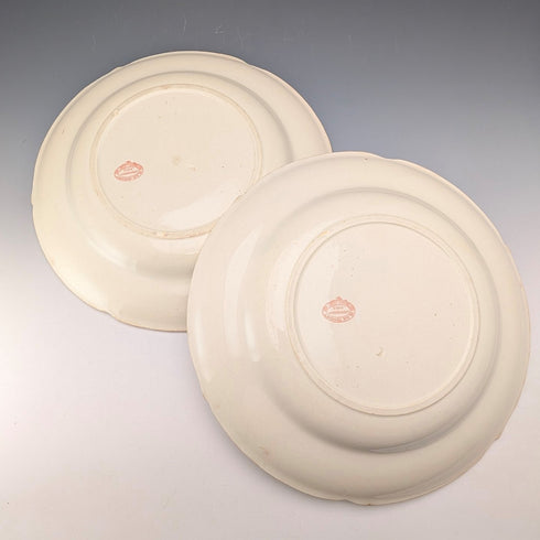 フレンチアンティーク ジャポニズムデザイン 硬質陶器製 スーププレートペア②