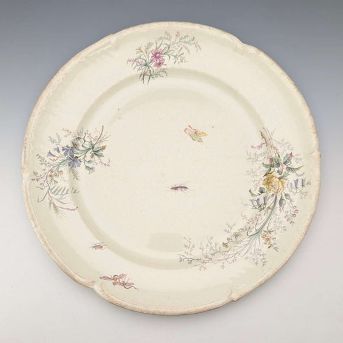 French Antique Japonism Design Hard Ceramic Dinner Plate Pair ②