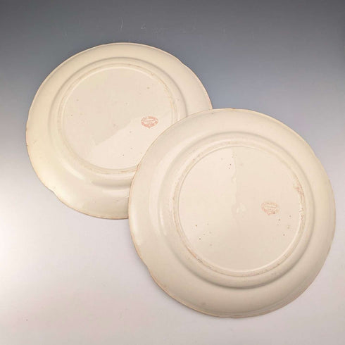 French Antique Japonism Design Hard Ceramic Dinner Plate Pair ②
