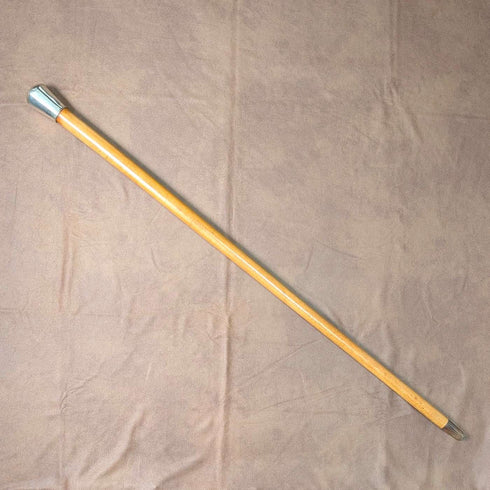 Antique Malacca Shaft Sterling Silver Rondelle Handle Walking Stick 87cm