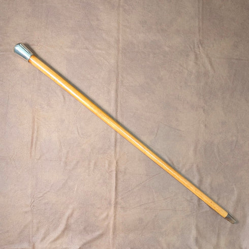 Antique Malacca Shaft Sterling Silver Rondelle Handle Walking Stick 87cm