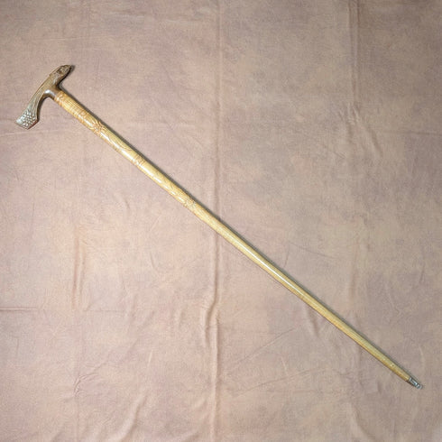 Vintage Carved Brown Shaft Eagle Head Handle Walking Stick 90cm