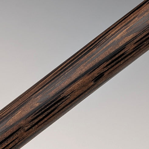 Antique British black shaft engraved sterling silver walking stick with rondelle handle, 86cm