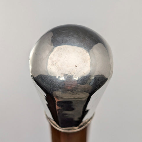 Antique Malacca Shaft Sterling Silver Rondelle Handle Walking Stick 87cm