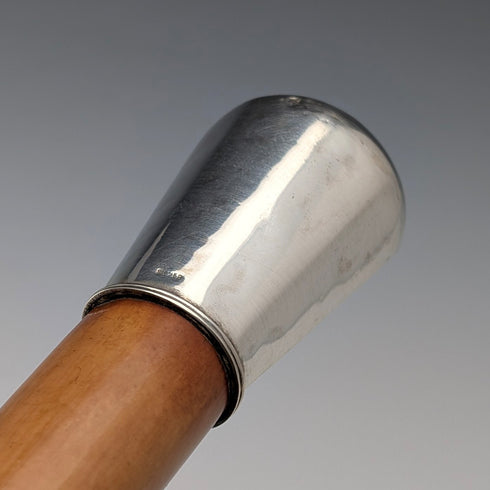 Antique Malacca Shaft Sterling Silver Rondelle Handle Walking Stick 87cm