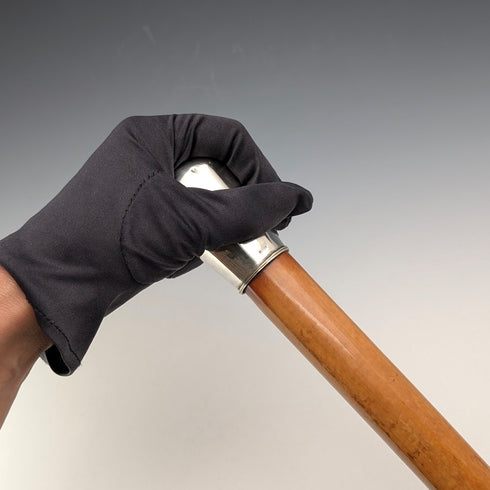 Antique Malacca Shaft Sterling Silver Rondelle Handle Walking Stick 87cm