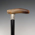 1904 British Antique Black Shaft Horn Clutch Handle Sterling Silver Decorated Walking Stick 90cm