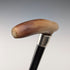 1904 British Antique Black Shaft Horn Clutch Handle Sterling Silver Decorated Walking Stick 90cm