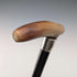 1904 British Antique Black Shaft Horn Clutch Handle Sterling Silver Decorated Walking Stick 90cm