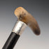 1904 British Antique Black Shaft Horn Clutch Handle Sterling Silver Decorated Walking Stick 90cm