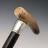 1904 British Antique Black Shaft Horn Clutch Handle Sterling Silver Decorated Walking Stick 90cm
