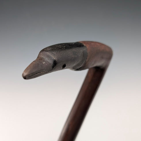 Vintage Carved Brown Shaft Heron Head Handle Walking Stick 91cm