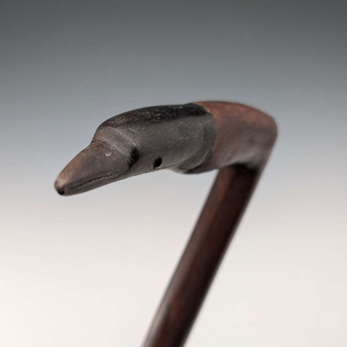 ヴィンテージ 彫刻ブラウンシャフト ヘロンヘッドハンドル ステッキ 杖 91cm