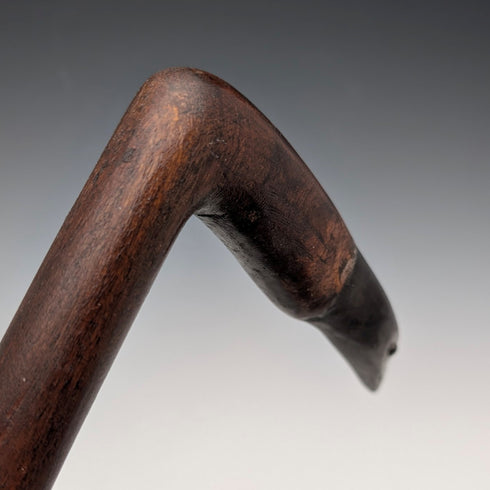 Vintage Carved Brown Shaft Heron Head Handle Walking Stick 91cm