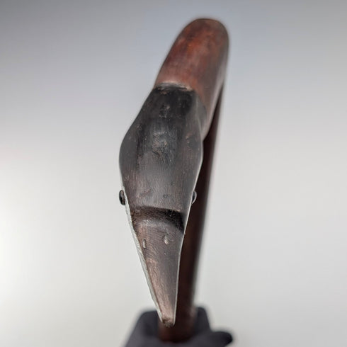 Vintage Carved Brown Shaft Heron Head Handle Walking Stick 91cm