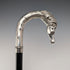 Italian Vintage Black Shaft Sterling Silver Horsehead Handle Walking Stick, 82cm