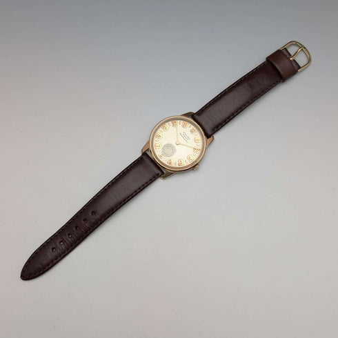 1950s Swiss Cauny men's wristwatch, 15 jewels, gold-plated case, in good working order