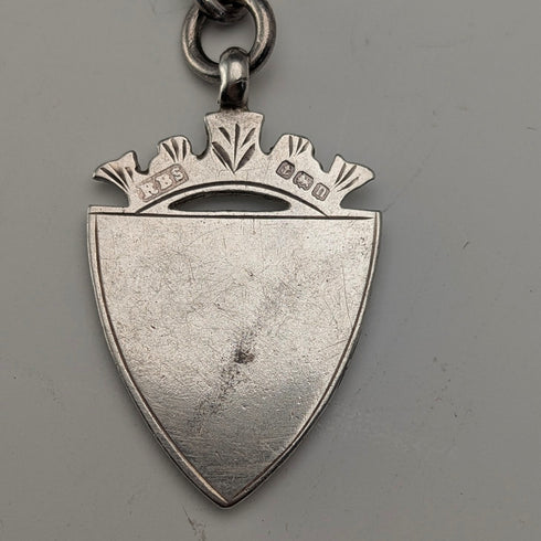 英国アンティーク 純銀製 ダブルアルバートチェーン 43g 純銀メダルフォブ