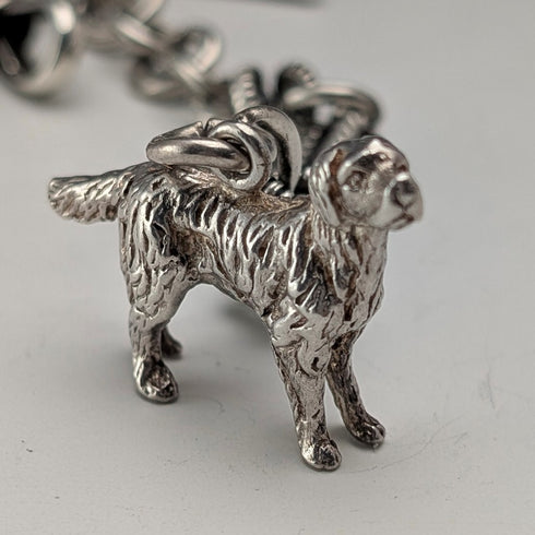 英国アンティーク ファンシーリンク 純銀製アルバートチェーン 46g ドッグフォブ