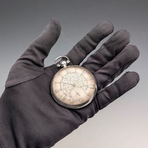 1839年英國古董懷錶,裝飾錶盤,鑰匙上弦,直徑52毫米,走時良好