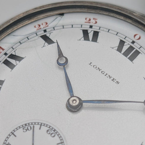 約1919年浪琴古董懷錶,純銀開面,走時良好