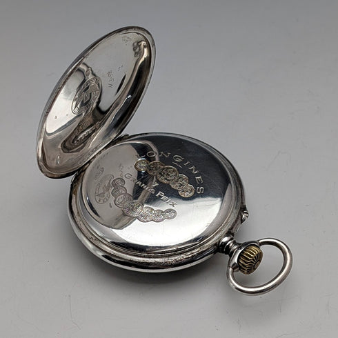 約1919年浪琴古董懷錶,純銀開面,走時良好