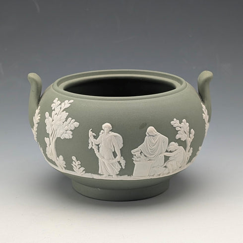 1978年 英国ヴィンテージ ウェッジウッド グリーンジャスパーウェア製 シュガーボウル ※蓋無し