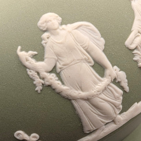 1978年 英国ヴィンテージ ウェッジウッド グリーンジャスパーウェア製 シュガーボウル ※蓋無し